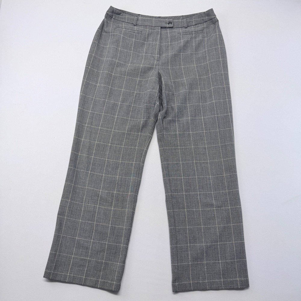 Sag Harbor Petite Grey Plaid Straight Leg Dress Pants  Size 14P